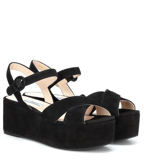 prada rubber cage platform sandals|Prada black suede platform sandals.